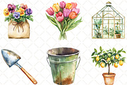 Gardening Day Watercolor Clipart, an Illustration by Black Bird Studio (Thumbnail 6 of 6)