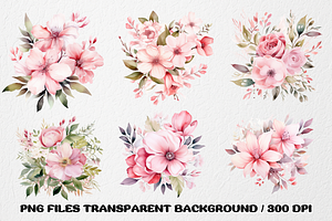 Pink Flowers Sublimation Clipart