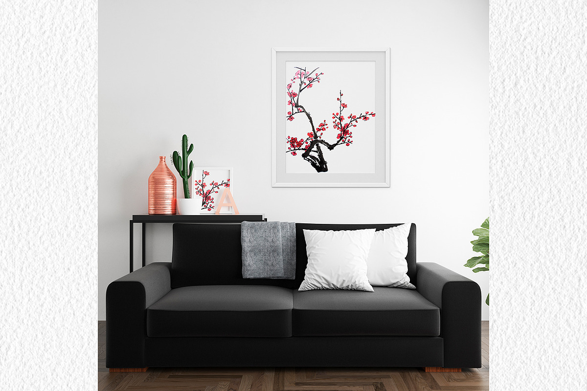 Watercolor clipart of blossom plum, a Decorative Illustration by ViktoriArt (Photo 8 of 11)