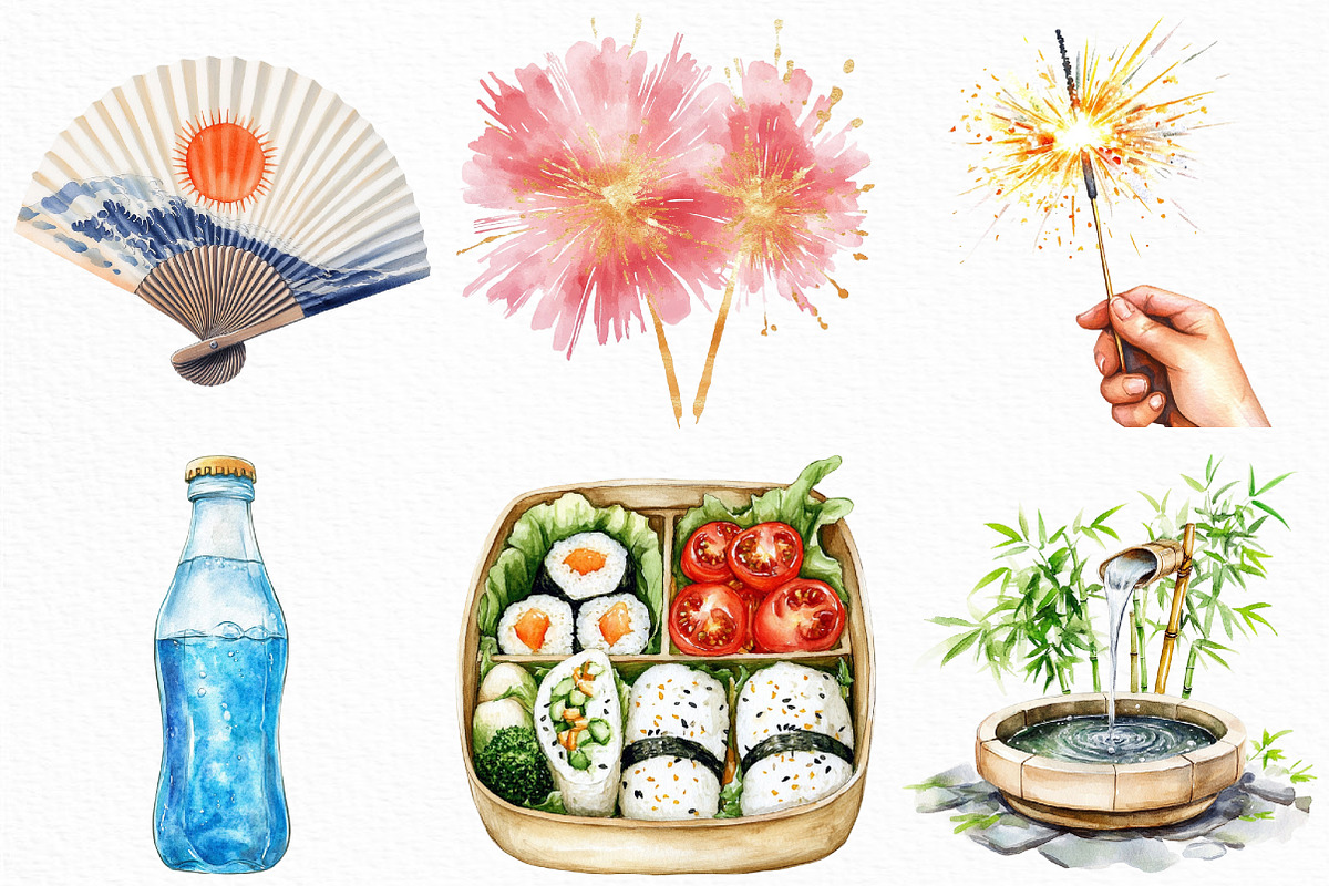 Watercolor Japanese Summer Vacation, an Illustration by Craft Nest (Photo 4 of 6)