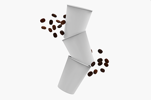 3d Flying Coffee Cups Mockup