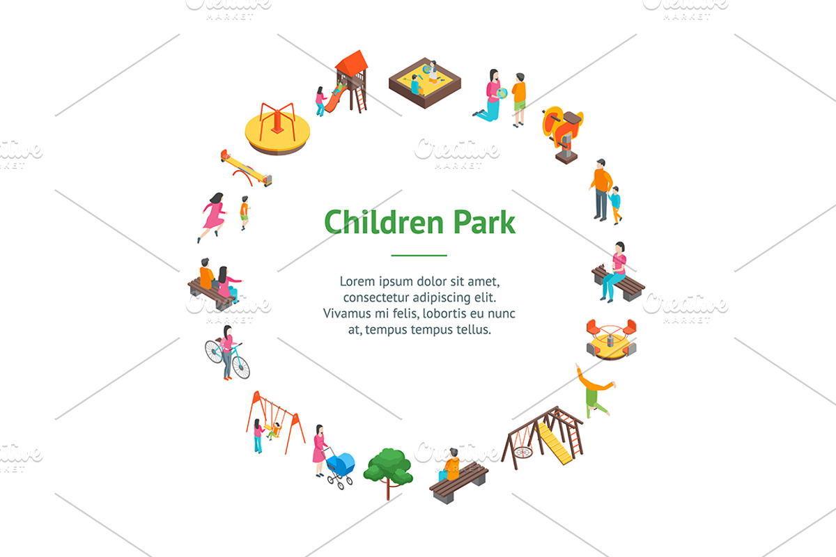 Children Park Concept 3d Isometric, a Decorative Illustration by ...