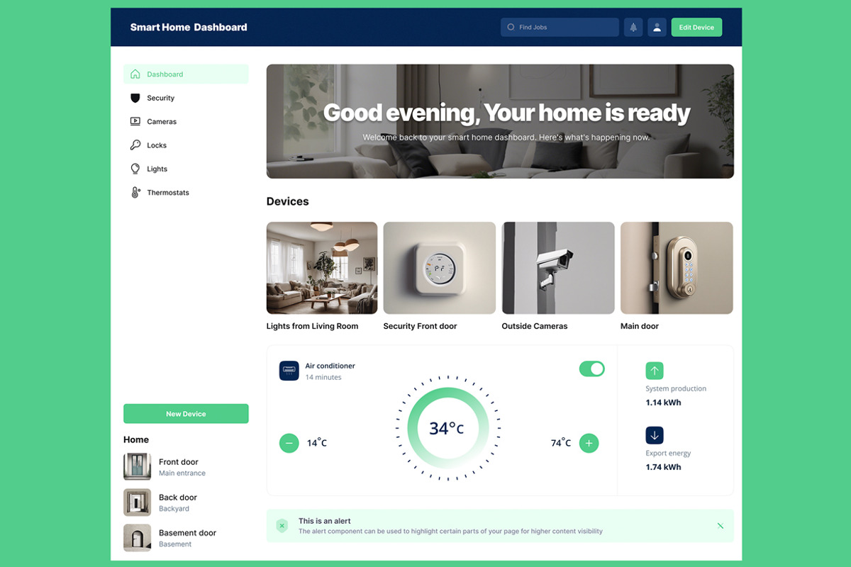 Smart Home, Automation Panel Web app, an UI Kit Template by nagaredesignstudio (Photo 2 of 5)