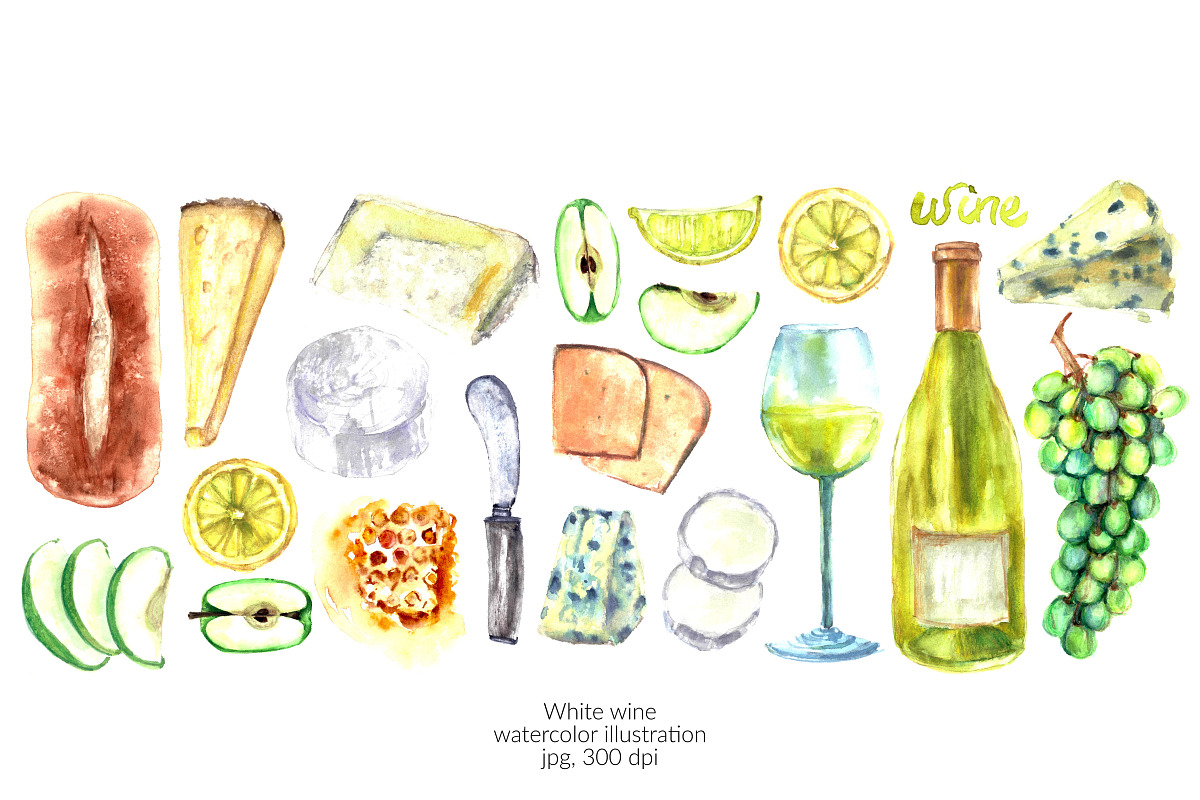 White wine, a Food Illustration by katya.bogina (Photo 1 of 5)