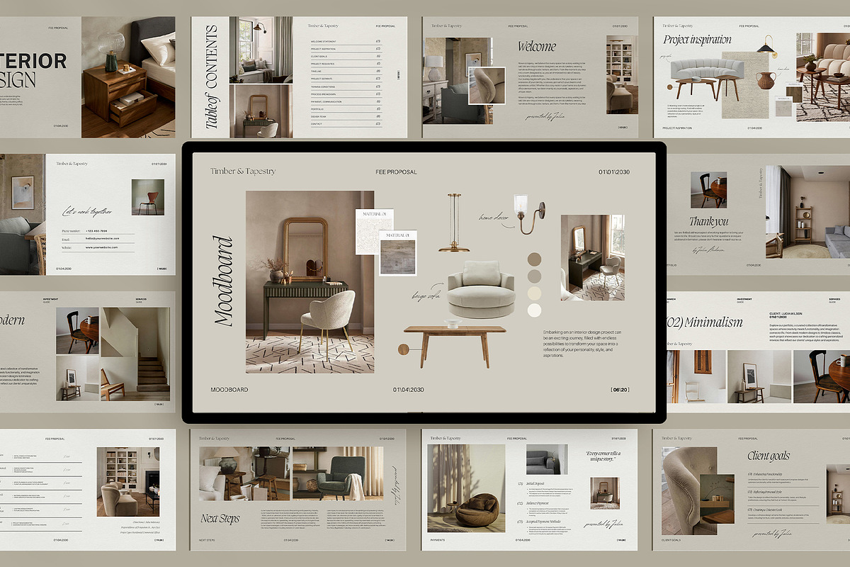 Interior Design Fee Proposal Canva, a Presentation Template by Amaré Creative (Photo 1 of 10)