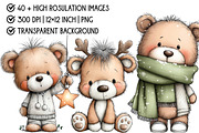 Whimsical Christmas Bear Clipart, an Illustration by Pixels.Craft (Thumbnail 3 of 6)