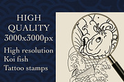 100 Japanese Koi Fish Tattoo Stencil, a Brush Add-On by ProcreateInk (Thumbnail 4 of 7)