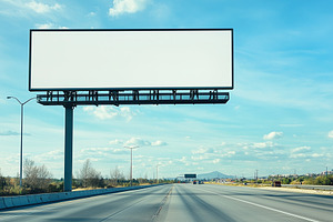 Blank billboard mockup over the road, a Business Photo by MistyDay