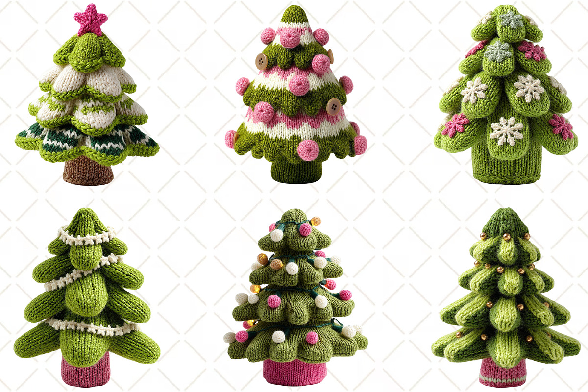 Knitted Green Christmas Tree Clipart, an Illustration by Black Bird Studio (Photo 4 of 6)