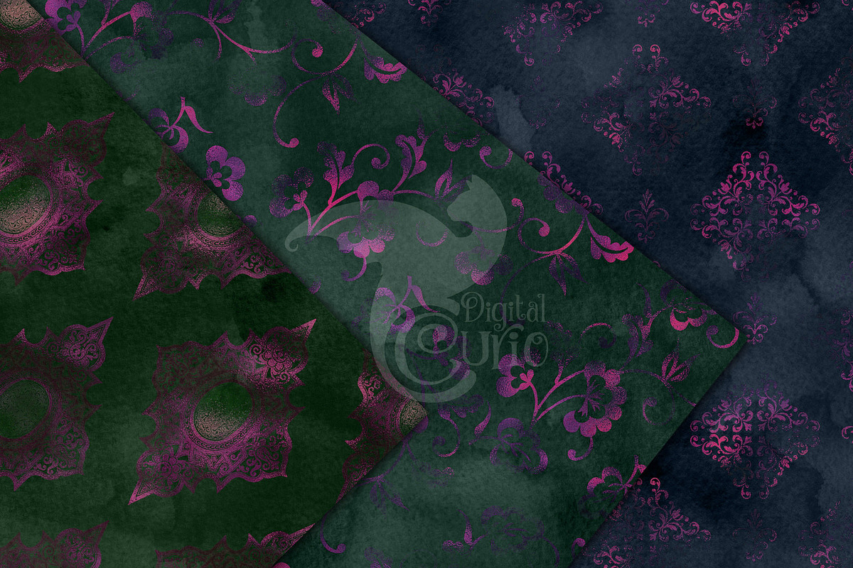 Watercolor Plum Damask Textures, a Texture Graphic by Digital Curio (Photo 7 of 7)