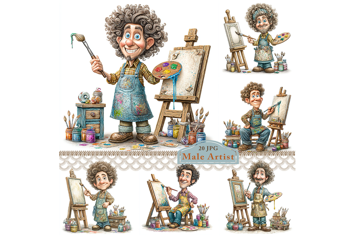 Male Artist Clipart JPG, a Person Illustration by Memories By Lea (Photo 1 of 20)