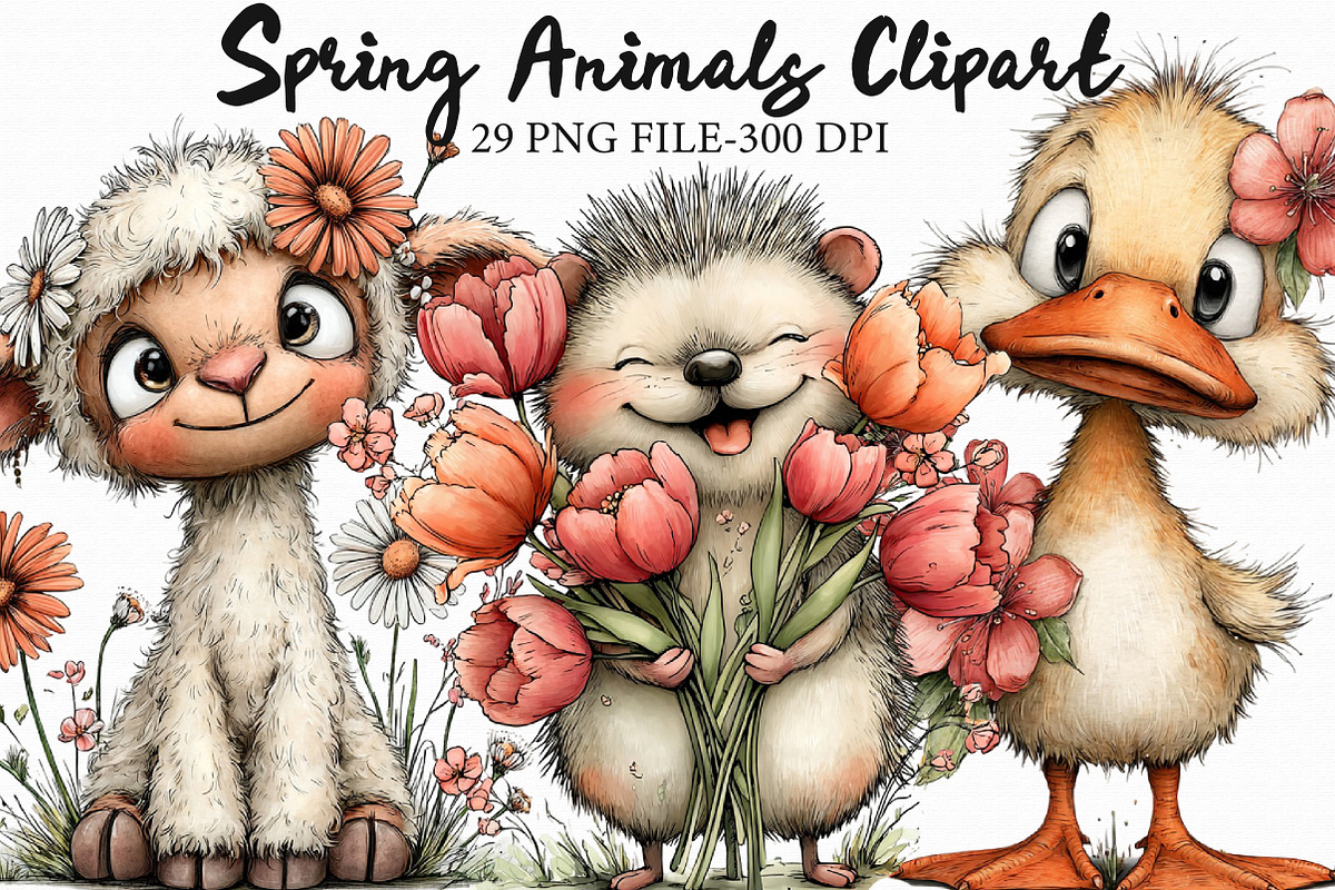 Spring Animals PNG Clipart, an Illustration by Libby Wishes (Photo 1 of 5)
