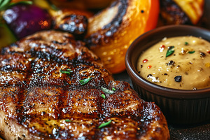 Juicy grilled steak served, a Food & Drink Photo by MistyDay