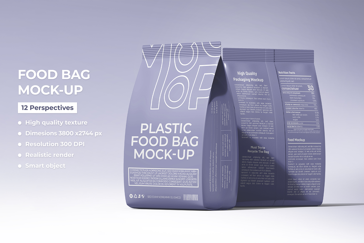 Plastic Food Packaging Bag Mockup, a Packaging Mockup by Ram Studio LLC (Photo 1 of 14)