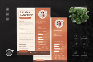 Aesthetic Brown CV Resume, a Stationery Template by Annora Studio