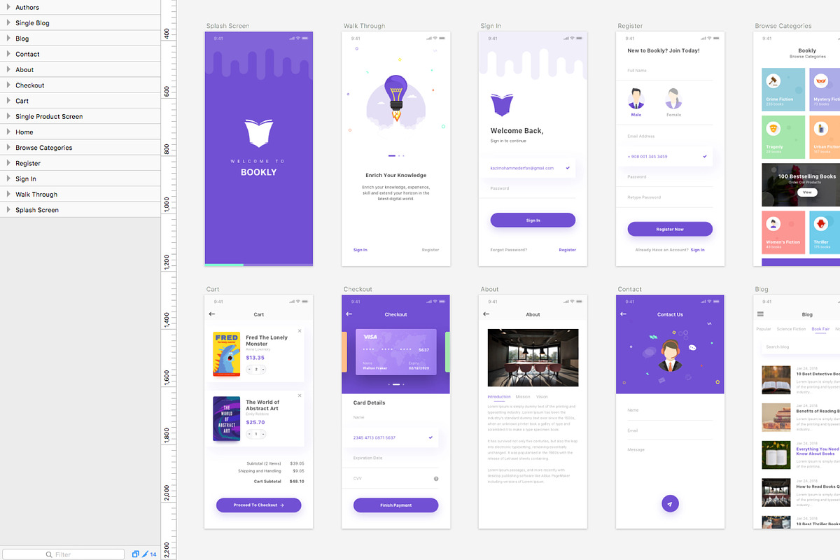 Bookly - iOS Sketch App Template, a Templates & Theme by Pentaclay (Photo 6 of 7)