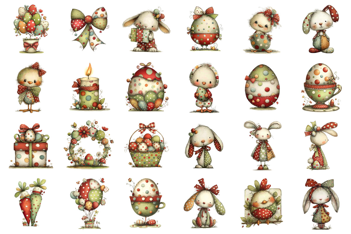 Whimsical Polka Dots Easter Clipart, an Illustration by designcity5 (Photo 2 of 5)