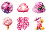 Pink Groovy Summer Clipart, an Illustration by OK Design (Thumbnail 3 of 5)