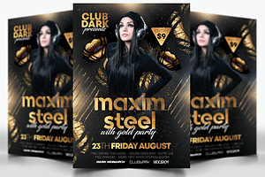 A4 Guest Dj Flyer with Gold Party