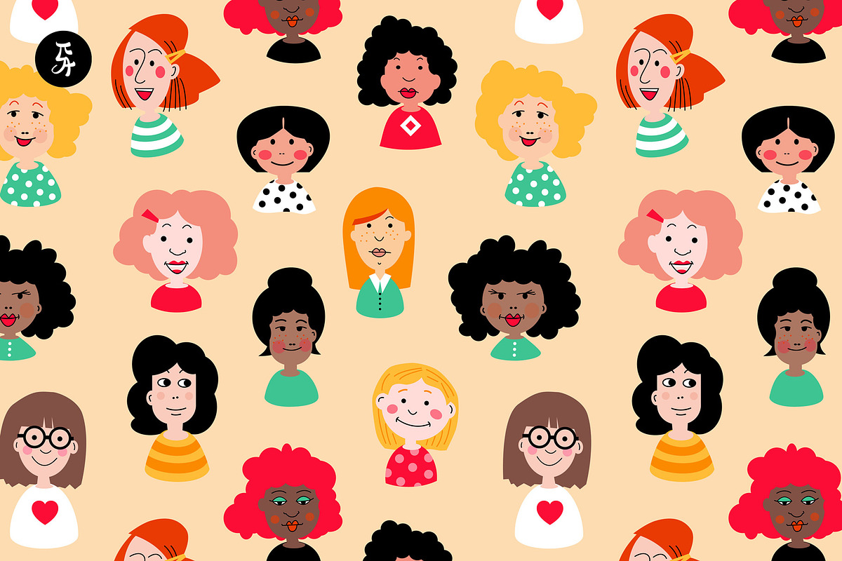 Girl Power, Diversity Pattern Design, a Pattern Graphic by Pia Kolle (Photo 7 of 7)