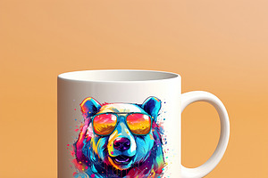 Colorful Polar Bear Wearing Glasses.