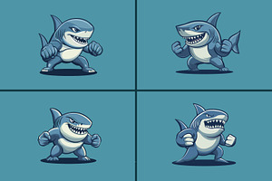 Shark Brawl: Fighting Mascot Logos, a Branding & Logo Template by Xoovion