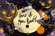 Cute Halloween Witch Ghost Clipart, a Seasonal Illustration by KaramfilaS (Thumbnail 1 of 9)
