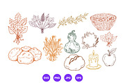 Thanksgiving Hand Drawn Folk Art Set, a Seasonal Illustration by designvectx (Thumbnail 9 of 10)