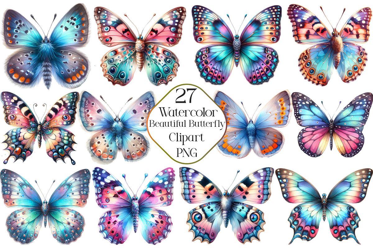Watercolor Beautiful Butterfly PNG, an Illustration by CraftArtStudio (Photo 1 of 5)
