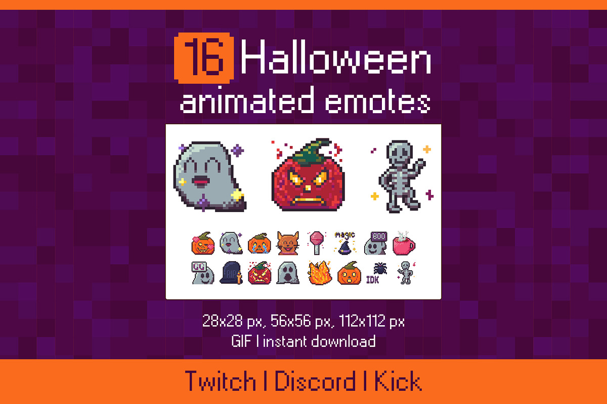 Twitch emotes animated for Halloween, an Object Graphic by MariiaVD (Photo 1 of 3)