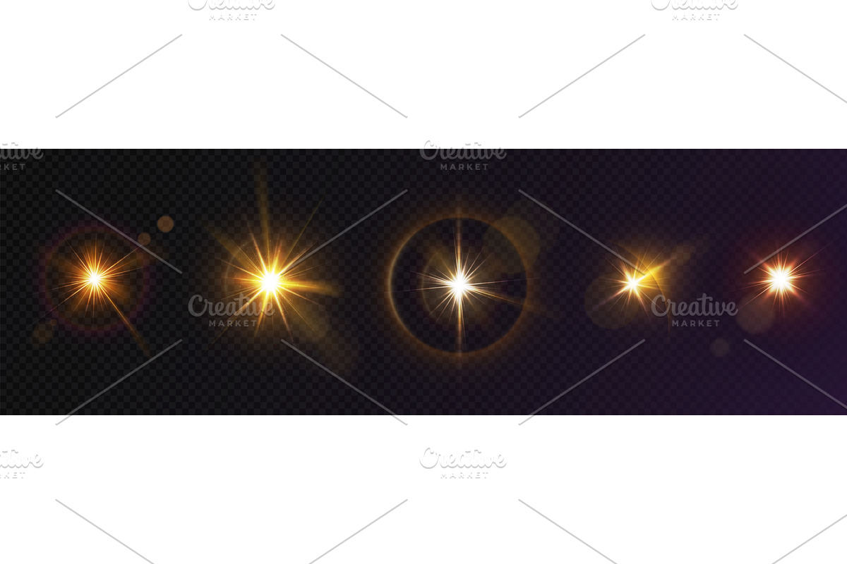 Glint and glare lighting effect set, an Illustration by art PVP - market