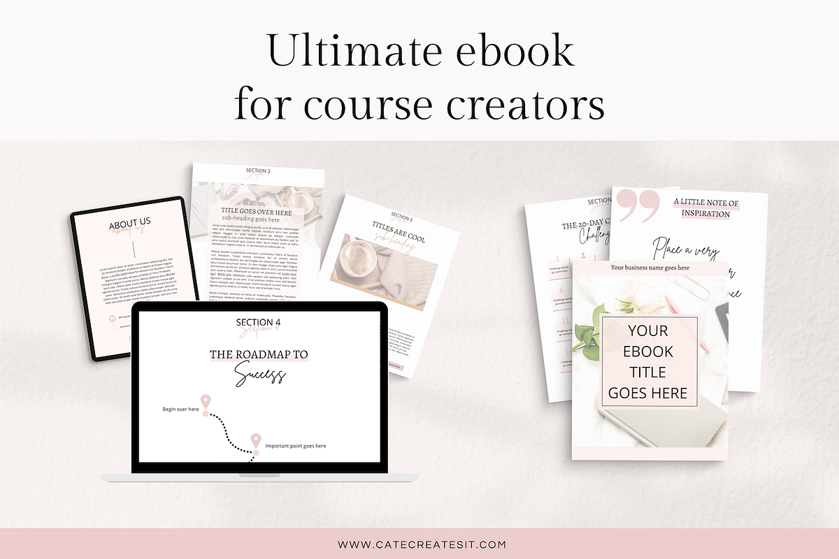 Canva course workbook ebook creator, a Templates & Theme by Cate Creates