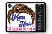 Man Hair Brush Stamps Procreate, a Brush Add-On by LekoArt (Thumbnail 1 of 4)