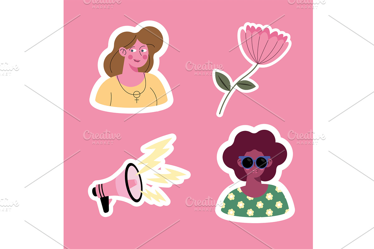 girl power four icons, a Person Illustration by studiogstock