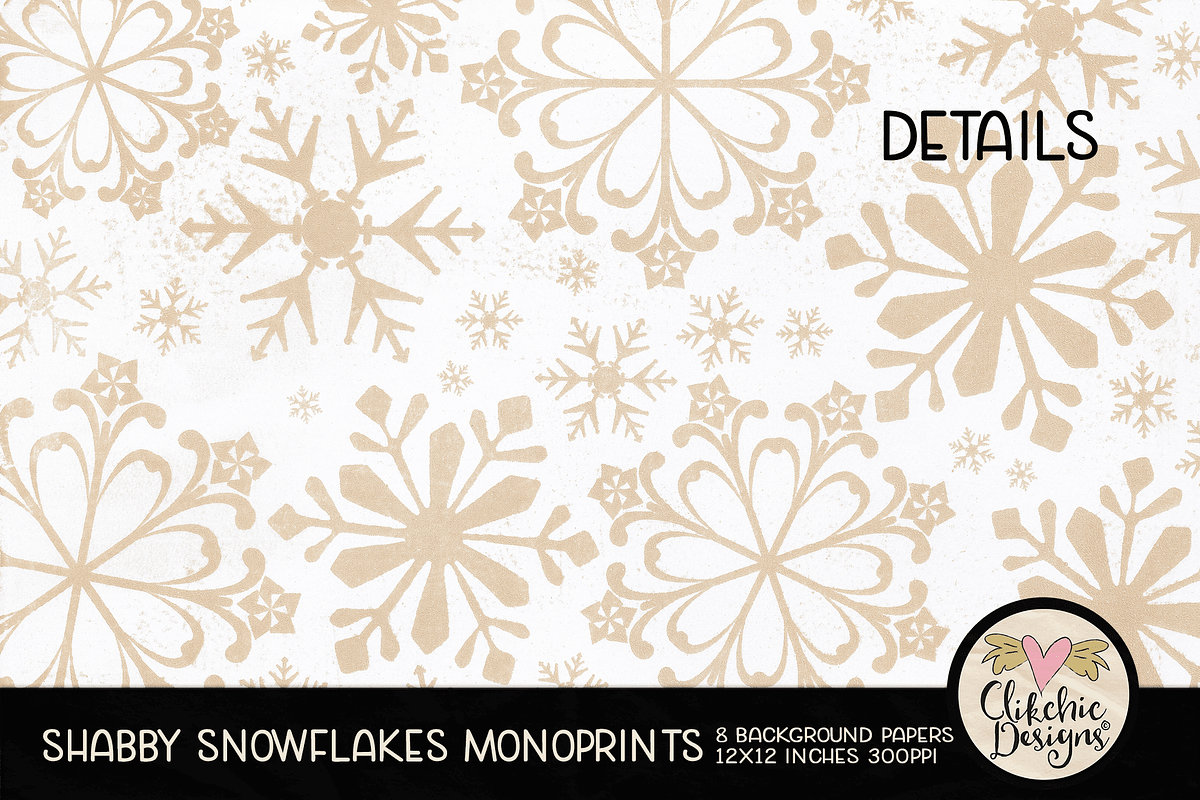 Shabby Snowflake Christmas Papers, a Texture Graphic by Clikchic Designs (Photo 5 of 6)