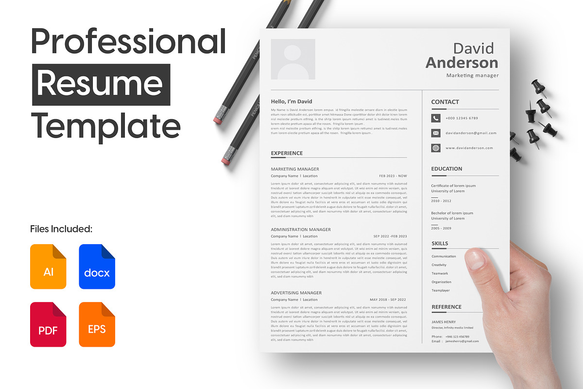 Professional Resume / CV Template, a Templates & Theme by Team_Ultra_Graphics