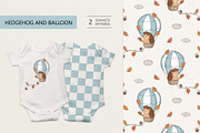 Hedgehog and air balloon, a Pattern Graphic by Olena Kuznietsova (Thumbnail 1 of 10)