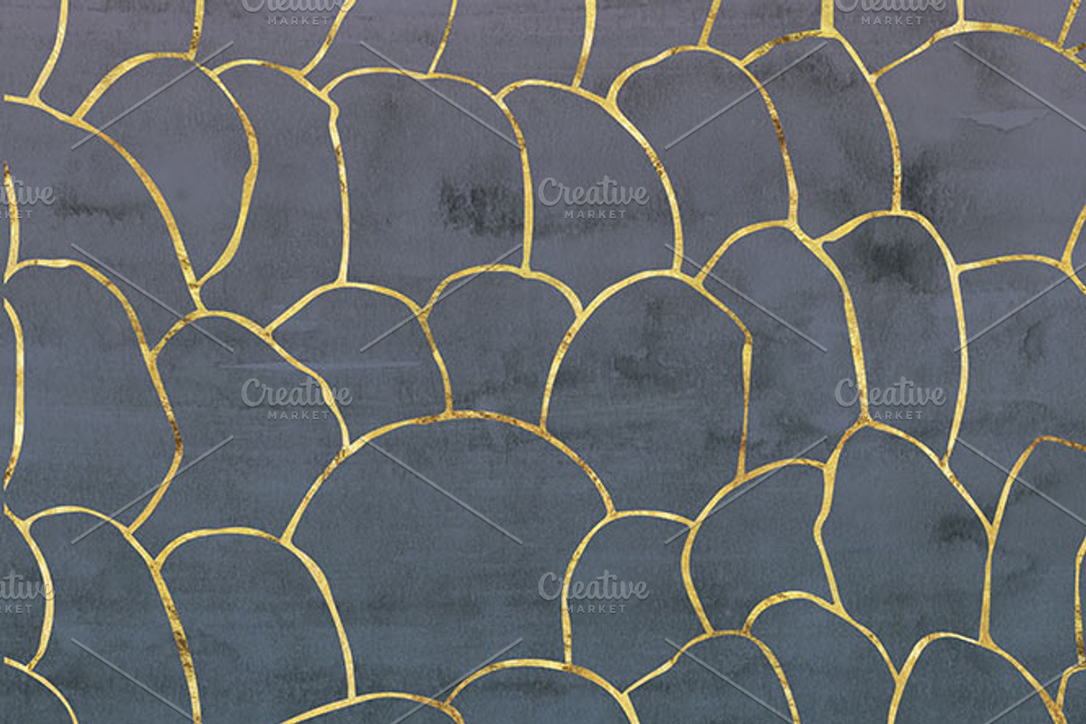 Winter's Pond Watercolor & Gold, a Pattern Graphic by Blixa 6 Studios (Photo 3 of 6)