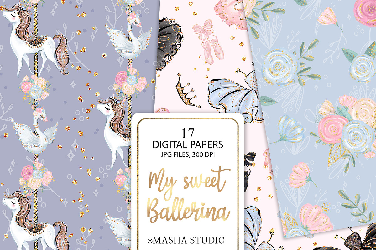 Ballerina Seamless Digital Papers, a Pattern Graphic by Masha  Studio (Photo 7 of 10)
