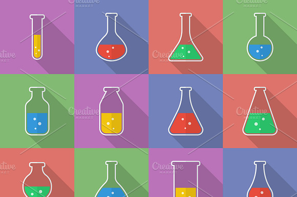 Test Tubes And Flasks Icons