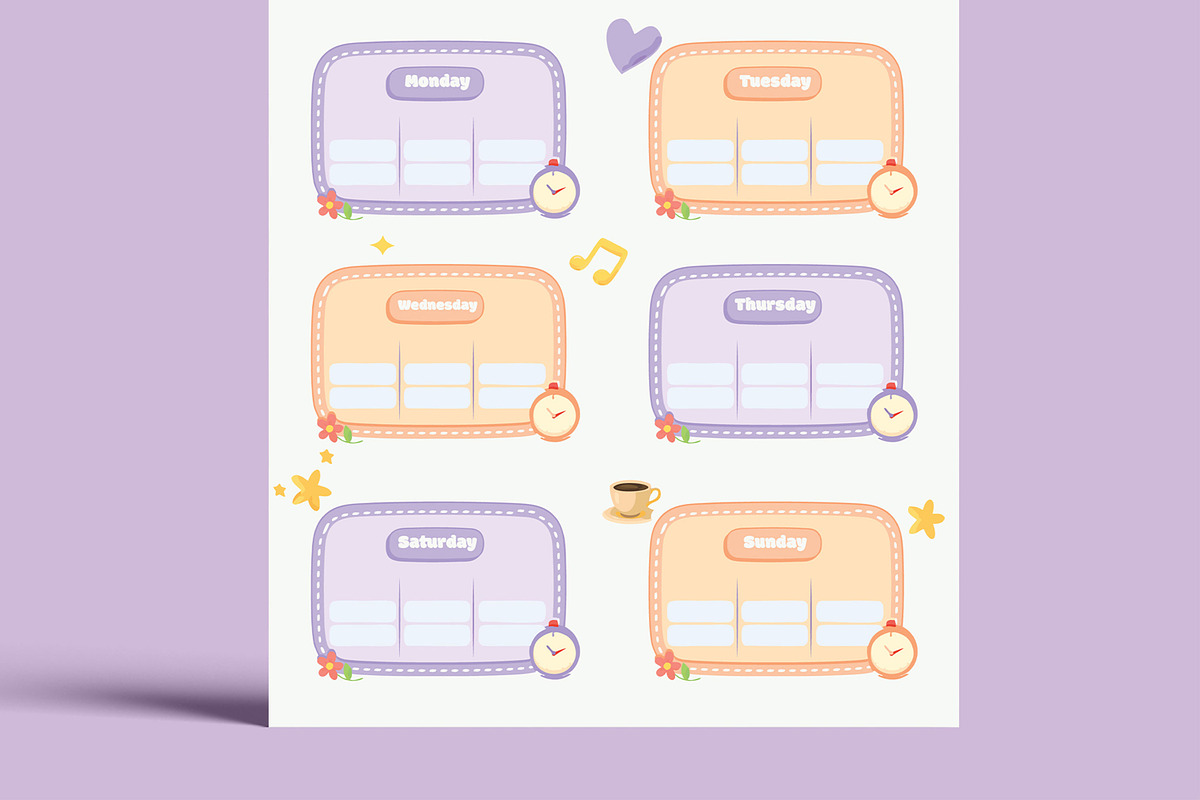 Cute Daily and Weekly Kids Planner, a Stationery Template by MightyDesign (Photo 5 of 8)