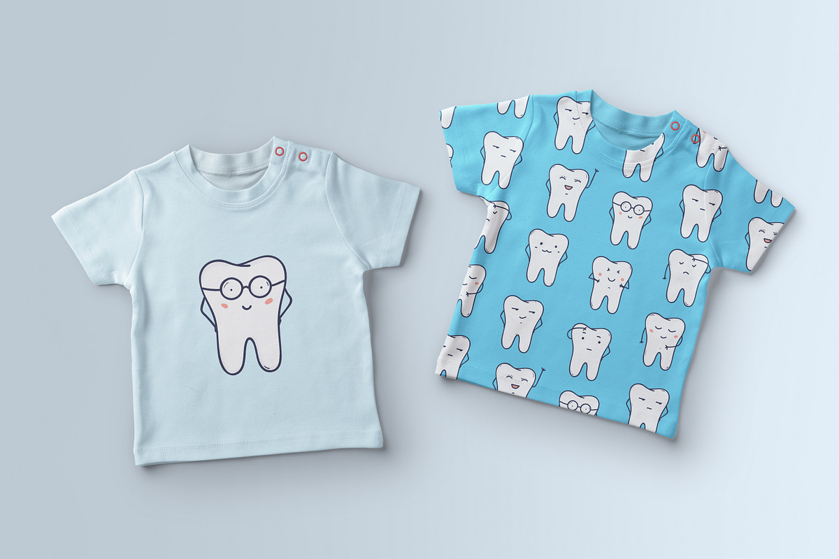 Funny teeth set, seamless pattern, a Healthcare Illustration by Good Studio (Photo 4 of 4)