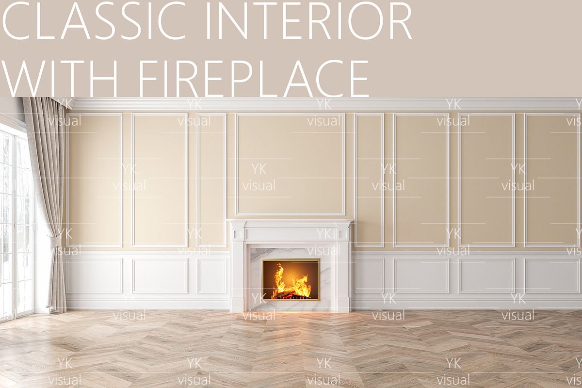 CLASSIC INTERIOR WITH FIREPLACE, a Decorative Illustration by YKvisual (Photo 1 of 2)