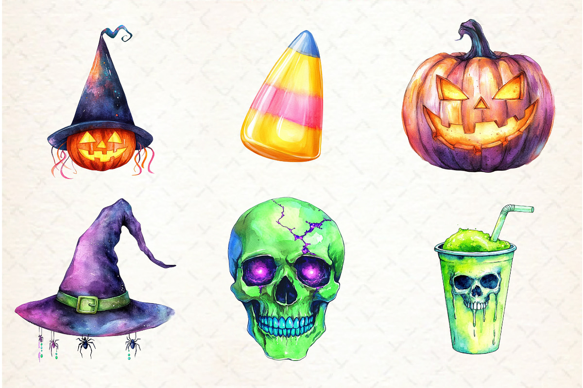 Neon Halloween Clipart Bundle, an Illustration by Libby Wishes (Photo 7 of 7)