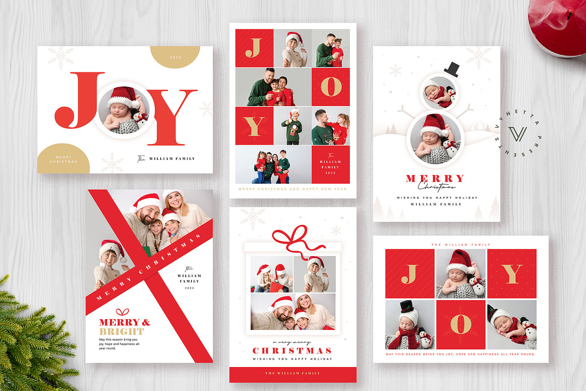 6 Simple Christmas Photo Cards, a Card Template by Vynetta (Photo 4 of 4)