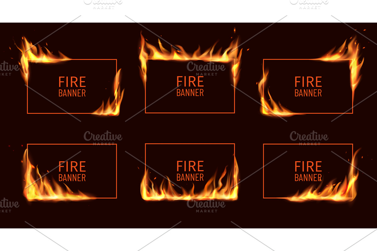 realistic burning rectangle frames, a Texture Illustration by Vector Tradition
