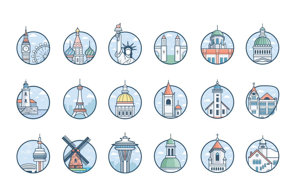 World Cities Illustrations, a Decorative Illustration by Prosymbols (Photo 3 of 7)