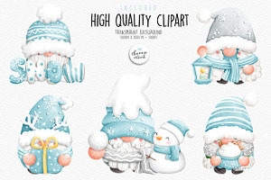 Winter Gnome Clipart, Gnome Clipart