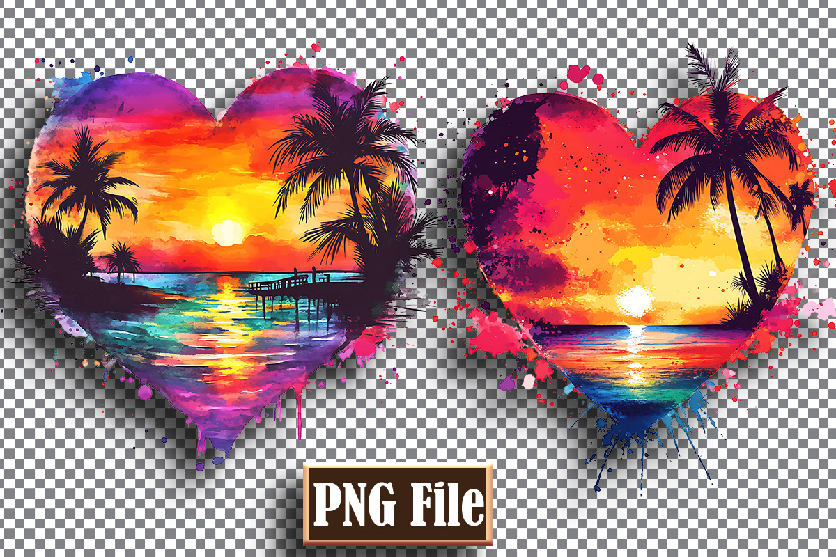 Watercolor Beach Heart Clipart Png, an Object Graphic by protabsorkar11 (Photo 3 of 6)