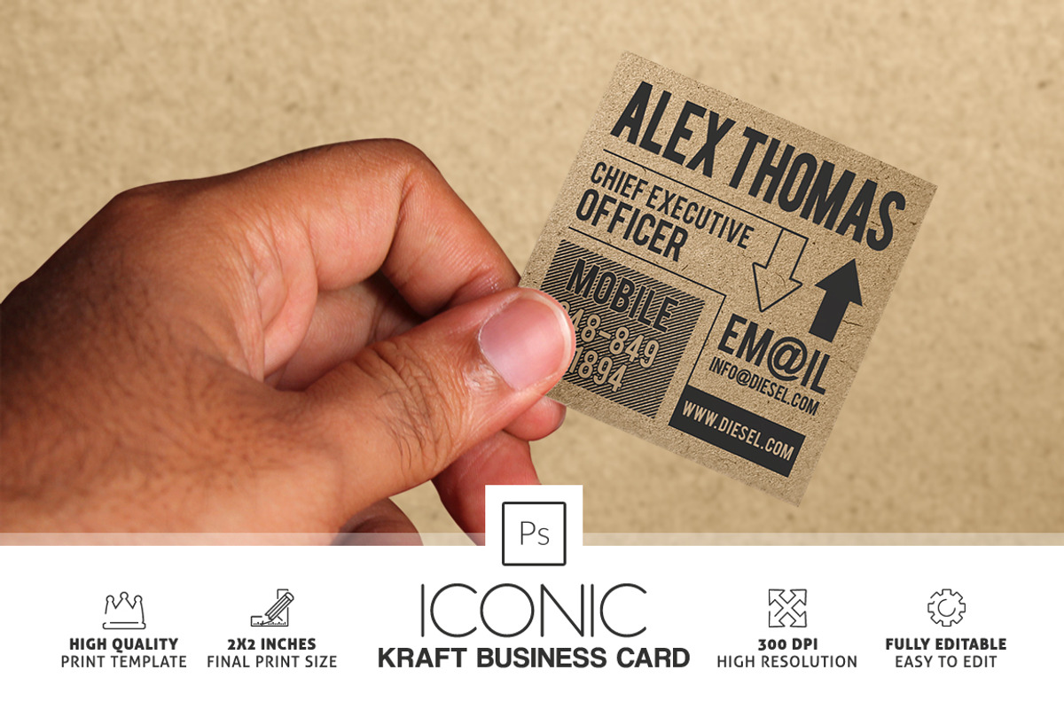 Iconic Kraft Paper Business Card, a Business Card Template by Marvel (Photo 1 of 6)